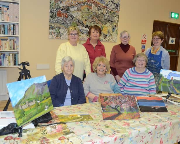 Seated  are Jean, Madeline, Dorothy and standing are: Kathleen, Marian, Dolores and tutor Sheila.  Pauline and Breidh are missing from the photo.  Photo by Danny O'Kane