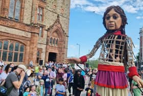 Global human rights icon Little Amal receiving a rapturous Derry welcome
