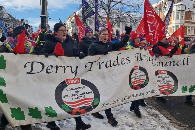 The strike march on Shipquay Street.