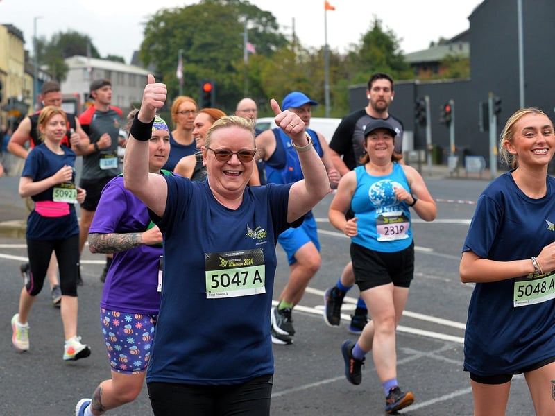 The 2024 Waterside Half Marathon competitors at Dales Corner. Photo: George Sweeney