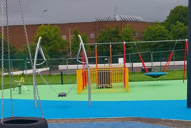 The wheelchair accessible swing.