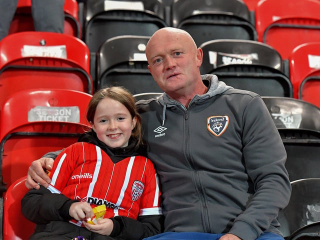 Derry City fans at the game against St Patrick’s Athletic at the Brandywell on Friday evening. Photograph: George Sweeney.