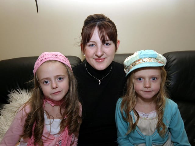 Karli and Nicky pictured with big sister Kelly on the occasion of their 7th and 8th birthdays 0215JML : Parties and celebrations January 2006: Karli Nicky Powell.