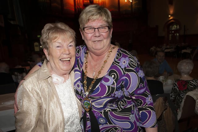 Eileen McCauley gets a photo with her good friend Angela Dobbins during Wednesday’s tea dance.