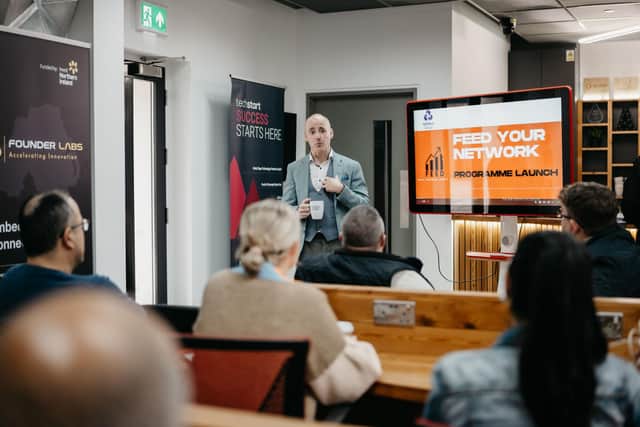 The AMP's Co-Founder, Ryan Williams presenting to FEED members