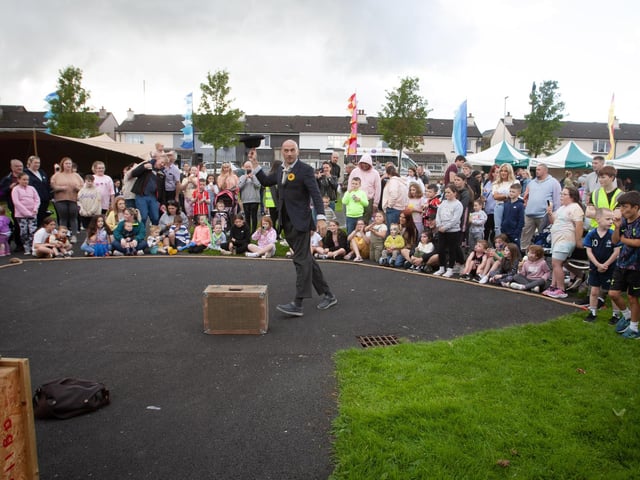 Magic tricks as part of the entertainment at Monday's Feile event in Creggan.