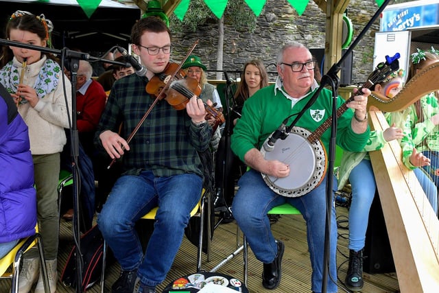 Live Music at Guildhall Square from 1pm - 6pm: The live music stage will feature a line-up of exceptionally talented local musicians, with jigs and reels and other music on the menu. Pictured are traditional musicians’ performances at Guildhall Square during last year's St Patrick’s Day celebrations. Photo: George Sweeney. DER2311GS – 24