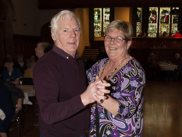 Deputy Mayor Angela Dobbins and a guest enjoying the Mayor's Tea Dance in the Guildhall.