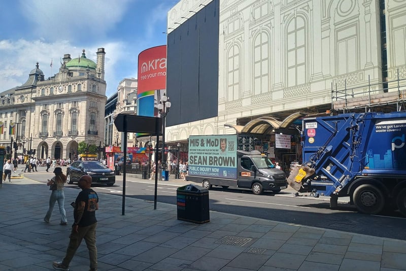 A billboard drawing attention to the Sean Brown campaign has been circulating in central London this week.