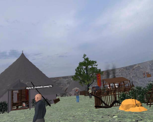 VR Rehearsal Travis May Kyle Hughes Oisin Robert Rhys Avatars in Grianan Fort March 2025. (OCULUS)