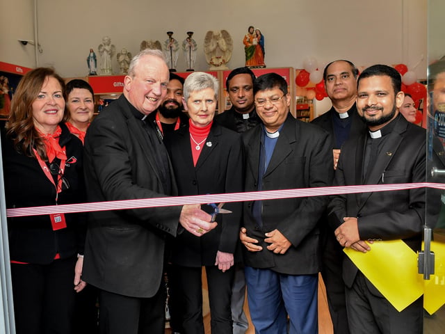 Bishop of Derry The Most Reverend Dr. Donal McKeown officially opens the St Paul’s book and gift shop on Derry’s Shipquay Street.  Included in the photograph are members of staff and members of the Society of St Paul. Photo: George Sweeney