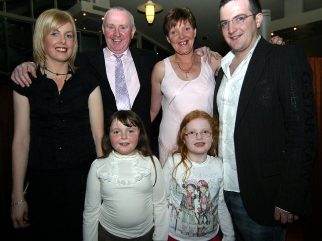 Catherine Power, Hugo Cullen, Helen Cullen, Marc Power, Bronagh Cullen, Caoimhe Power 0163JML : Parties and celebrations January 2006: Kathleen and Willie Quigley.