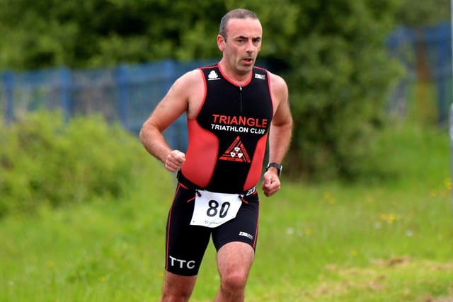 Ryan Gray takes part in the Liam Ball Triathlon on Sunday morning.