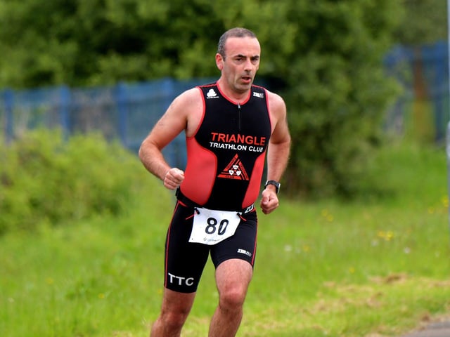 Ryan Gray takes part in the Liam Ball Triathlon on Sunday morning.