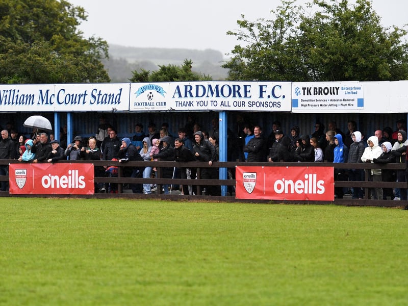 A section of the large crowd which braved the elements to enjoy the O'Neills Foyle Cup Under-15's final between Derry City and Donegal UL and Glenavon at the ardmore.