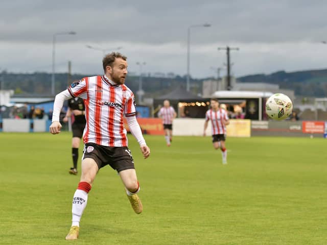 Paul McMullan pictured in action for Derry City against Drogheda at the weekend. Photographs by Kevin Morrison.