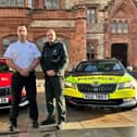 NIFRS Station Commander Brian Birney and PSNI Inspector Cathal Pearce.