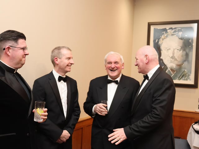 Reverend Micheal McGavigan, Finbar Madden, College Principal, Bertie Ahern, Guest Speaker, and Mark Durkan