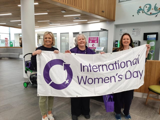 Health service workers celebrating International Women's Day at the Western Trust