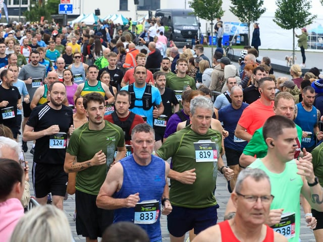 Runners taking part in the Waterside Half Marathon in Ebrington Square, on Sunday morning. (Photo - Tom Heaney, nwpresspics)