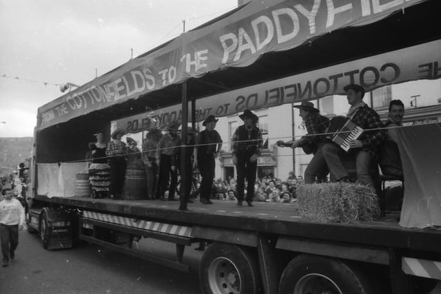 A float with a musical theme at the St. Patrick's Day parade in Buncrana in 1998.