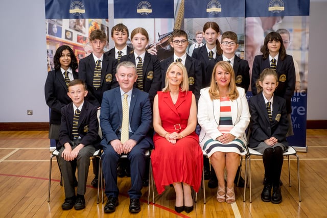 Year 8 Pupil of the Year nominees with Mrs Brónach O’Hare (V.P), Dr Michael Gormley (Senior Teacher) and Mrs Emer McCaffrey (Head of Year 8)