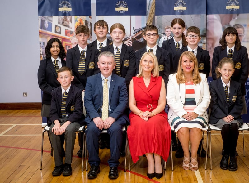 Year 8 Pupil of the Year nominees with Mrs Brónach O’Hare (V.P), Dr Michael Gormley (Senior Teacher) and Mrs Emer McCaffrey (Head of Year 8)