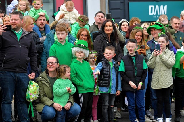 Revellers at the St Patrick’s Day parade, in Derry, on Friday afternoon. Photo: George Sweeney. DER2311GS – 75