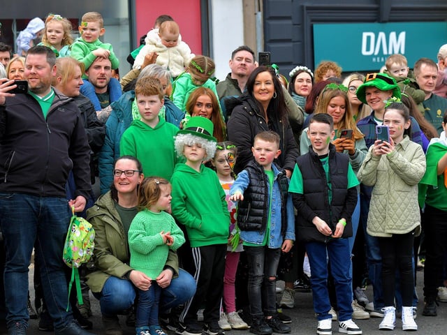Revellers at the St Patrick’s Day parade, in Derry, on Friday afternoon. Photo: George Sweeney. DER2311GS – 75
