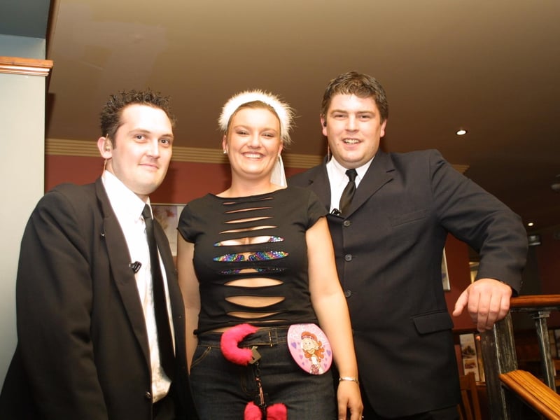 Rory McLaughlin (Wetherspoon's), Selena McDaid (bride-to-be), Alan Rooney (Wetherspoon's)