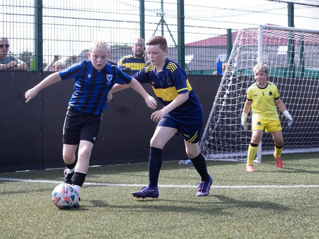 Action from the recent Padraig Barton Memorial Cup final between Don Boscos and Oxford United at Bay Road. (Photos: Jim McCafferty Photography)