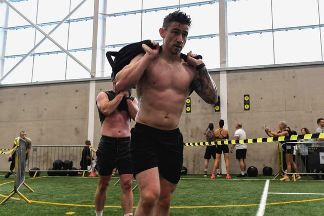 Competitor in the Hyrox Fitness Challenge held at Sean Dolans GAC on Saturday. Photograph: George Sweeney