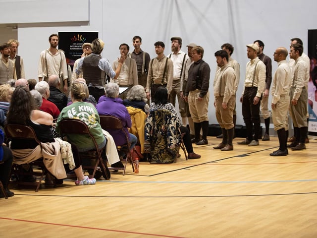 The Swiss Choir - Männerstimmen Basel performing at Shantallow Community Centre as part of the City of Derry International Choral Festival on Thursday.