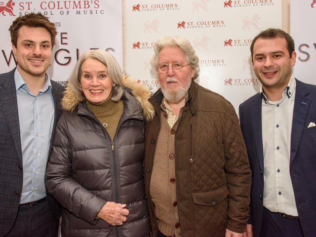 Louis Fields and Nicky Morton, founders of St.Columb’s School of Music pictured with June Felds and Martin Doherty as they hosted the School’s annual Gala concert in St.Columb’s Hall headlined by  the Swingles, Picture Martin McKeown.