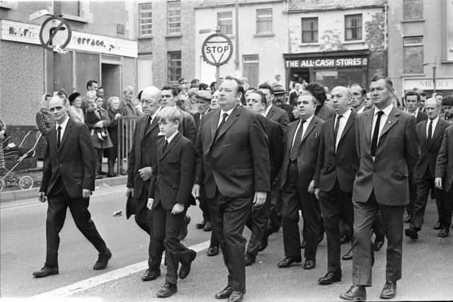 Mourners at the funeral of Billy McGreanery was laid to rest in 1971.