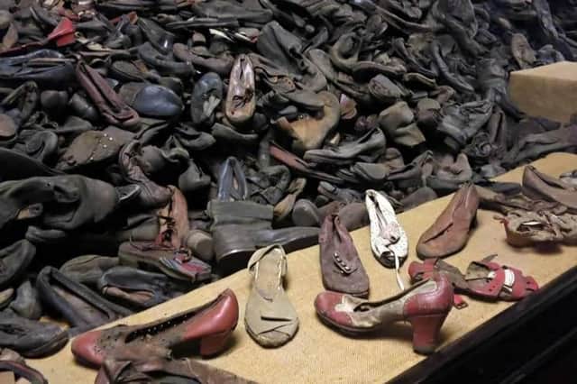 Shoes taken from those imprisoned in Auschwitz, many of whom were later murdered. (Photo: Brendan McDaid / Derry Journal)
