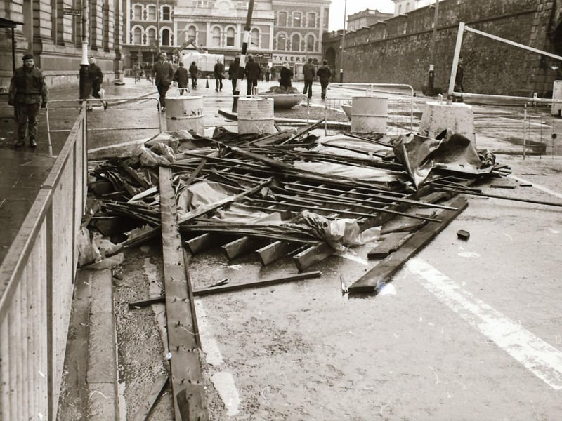 Storm damage in the city centre.
