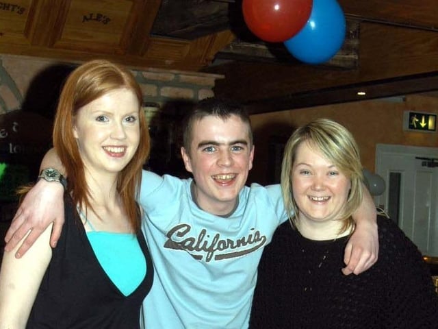 Emmett Dobbins celebrating his 18th birthday 20 years ago.