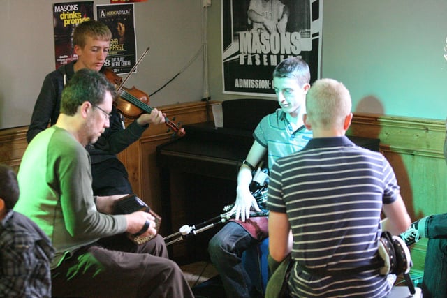 A session gets under way in Mason's Bar, Magazine Street on Sunday afternoon, as part of the Fleadh opening. DER3313JM028