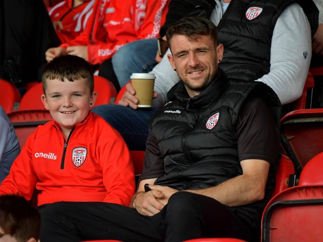 Derry City fans at the game against Sligo Rovers on Friday evening. Photo: George Sweeney. DER2327GS – 065
