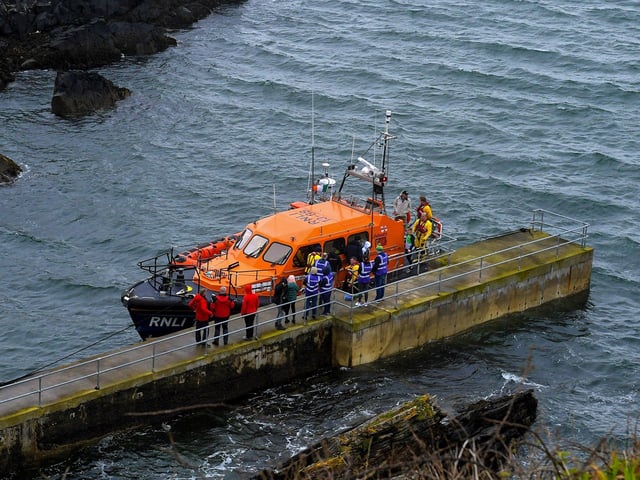 Members of the RNLI took part in the Emergency Services Showcase held at Fort Dunree, Inishowen, on Sunday. Photo: George Sweeney