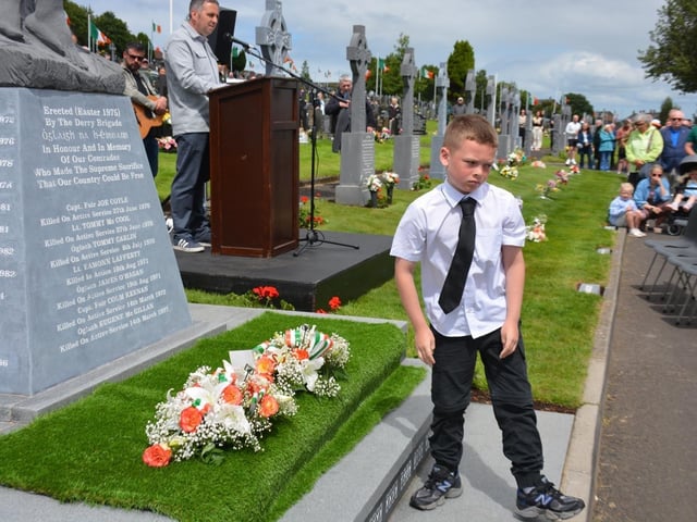 People gathered in Derry for the annual Volunteers Sunday commemoration in Derry. Photo: Charlie McMenamin.