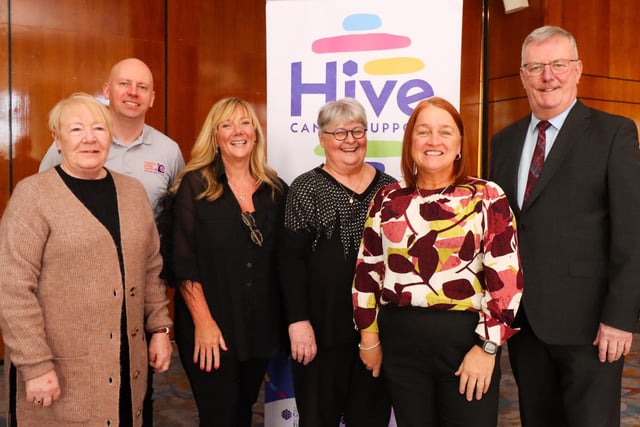 The Board of Governors of Hive Cancer Support pictured with NI Health Minister Mike Nesbitt at the the World Cancer day Conference in Derry.
