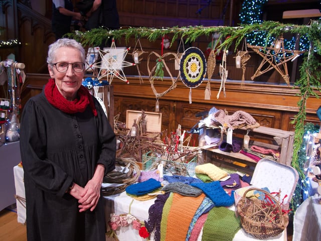 Fionnuala's Wicker Art products on display.
