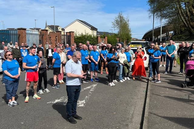 Crowds gathered at the commemoration.
