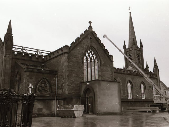 Removations at St Columb's Chapel Road and the view from there out over Derry.