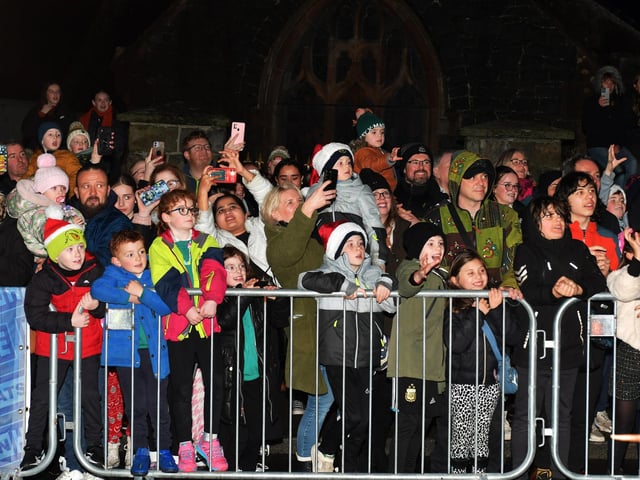 Santa arrived in Buncrana on Friday evening to meet the children and toswitch on the Christmas tree lights switch in Market Square. Photo: George Sweeney