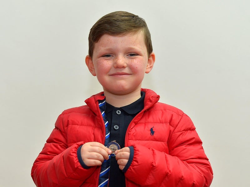 Conor McCool, Rosemount PS, achieved 2nd place in P2 Verse at the Feis Dhoire Cholmcille on Friday at the Millennium Forum. Photo: George Sweeney.  DER2315GS – 220