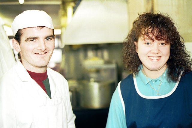 Two workers in Frankie Ramsey's cafe and bakery in William Street, Derry. Hugh Gallagher