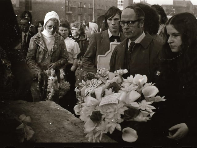 The third anniversary of Bloody Sunday is marked in Derry in January 1975.